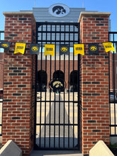 Load image into Gallery viewer, Iowa Hawkeyes Pennant Flags | 18&#39; of string with 12 flags | University of Iowa | Bunting | Waterproof | Double sided | Durable | Recyclable

