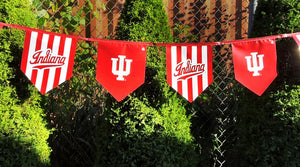 Indiana University Pennant Flags | 18' of string with 12 flags | Candy Stripe | Banner Flags |Waterproof | Double sided | Durable | Recyclable